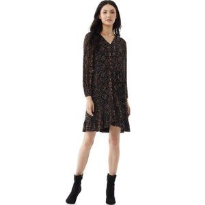 Scoop Printed Mesh Wrap Dress - XS